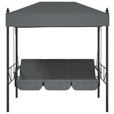 vidaXL Garden Swing Bench with Canopy Dark Grey Steel, dark grey vidaXL Garden Swing Bench with Canopy Dark Grey Steel