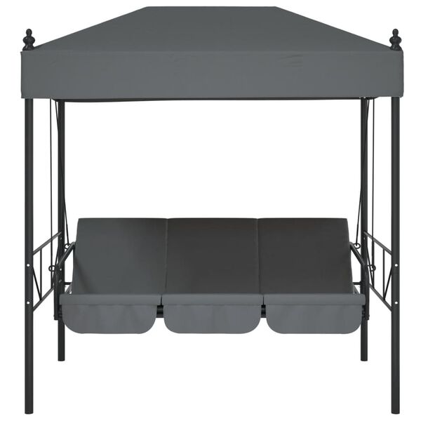 vidaXL Garden Swing Bench with Canopy Dark Grey Steel