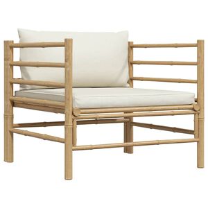 vidaXL Garden Sofa with Cream White Cushions Bamboo