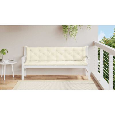 vidaXL Garden Bench Cushion Cream White 200x(50+50)x7cm Oxford Fabric, cream vidaXL Garden Bench Cushion Cream White 200x(50+50)x7cm Oxford Fabric