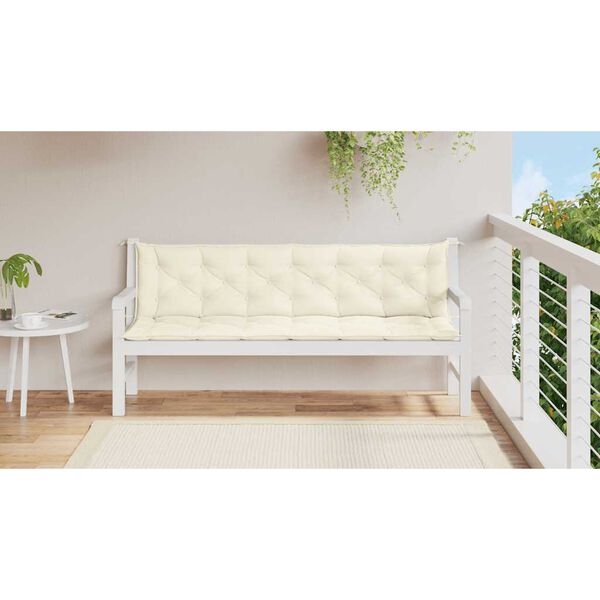 vidaXL Garden Bench Cushion Cream White 200x(50+50)x7cm Oxford Fabric