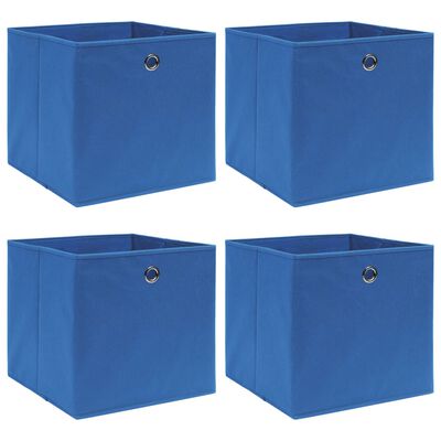 vidaXL Storage Boxes 4 pcs Blue 32x32x32 cm Fabric, blue without lids vidaXL Storage Boxes 4 pcs Blue 32x32x32 cm Fabric