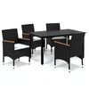 vidaXL 5 Piece Garden Dining Set with Cushions Poly Rattan Black
