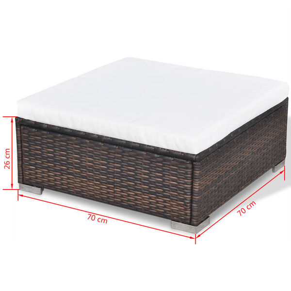 vidaXL 5 Piece Garden Lounge Set with Cushions Poly Rattan Brown