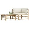 vidaXL 2 Piece Garden Lounge Set with Cream White Cushions Bamboo
