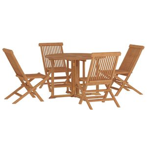 vidaXL 5 Piece Folding Outdoor Dining Set Solid Wood Teak