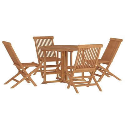 vidaXL 5 Piece Folding Outdoor Dining Set Solid Wood Teak,  vidaXL 5 Piece Folding Outdoor Dining Set Solid Wood Teak
