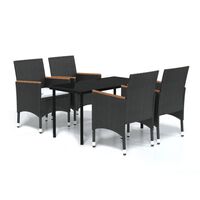 vidaXL 5 Piece Garden Dining Set with Cushions Black