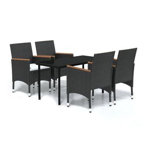 vidaXL 5 Piece Garden Dining Set with Cushions Black