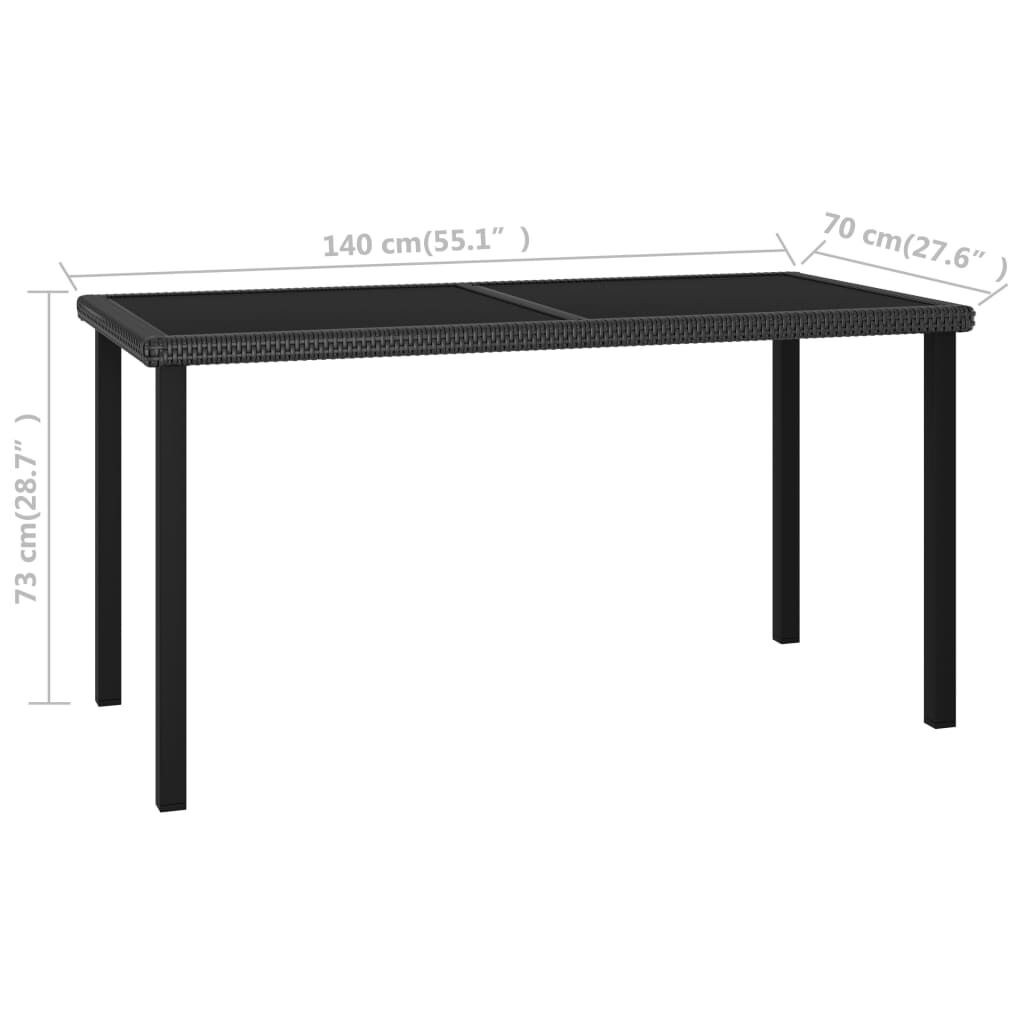 vidaXL 7 Piece Garden Dining Set Poly Rattan Black