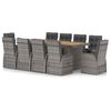 vidaXL 11 Piece Outdoor Dining Set with Cushions Poly Rattan Grey