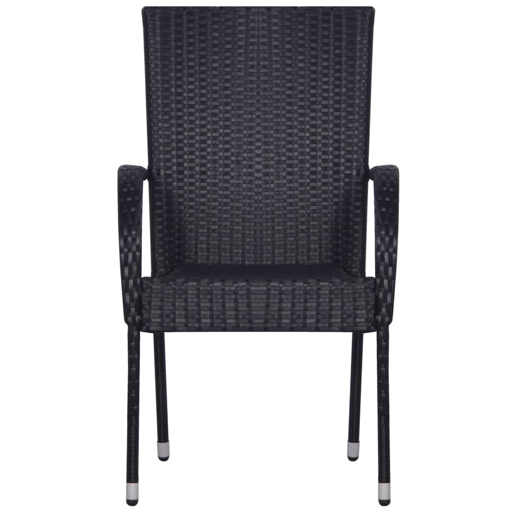 vidaXL 9 Piece Garden Dining Set Poly Rattan Black