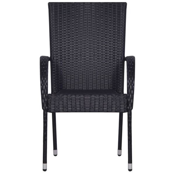 vidaXL 9 Piece Garden Dining Set Poly Rattan Black