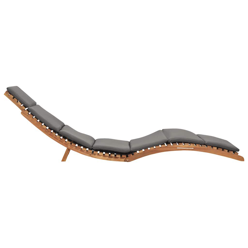 vidaXL Folding Sun Lounger with Dark Grey Cushion Solid Teak Wood