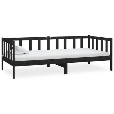 vidaXL Day Bed without Mattress Black Solid Wood Pine 90x200cm