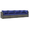 vidaXL 4 Piece Garden Lounge Set with Cushions Poly Rattan Grey