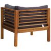 vidaXL Sectional Corner Sofa with Dark Grey Cushions Solid Acacia Wood