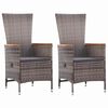 vidaXL Outdoor Chairs 2 pcs with Cushions Poly Rattan Grey