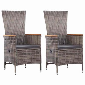 vidaXL Outdoor Chairs 2 pcs with Cushions Poly Rattan Grey