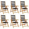 vidaXL Reclining Folding Chairs 6 pcs Black Solid Wood Acacia
