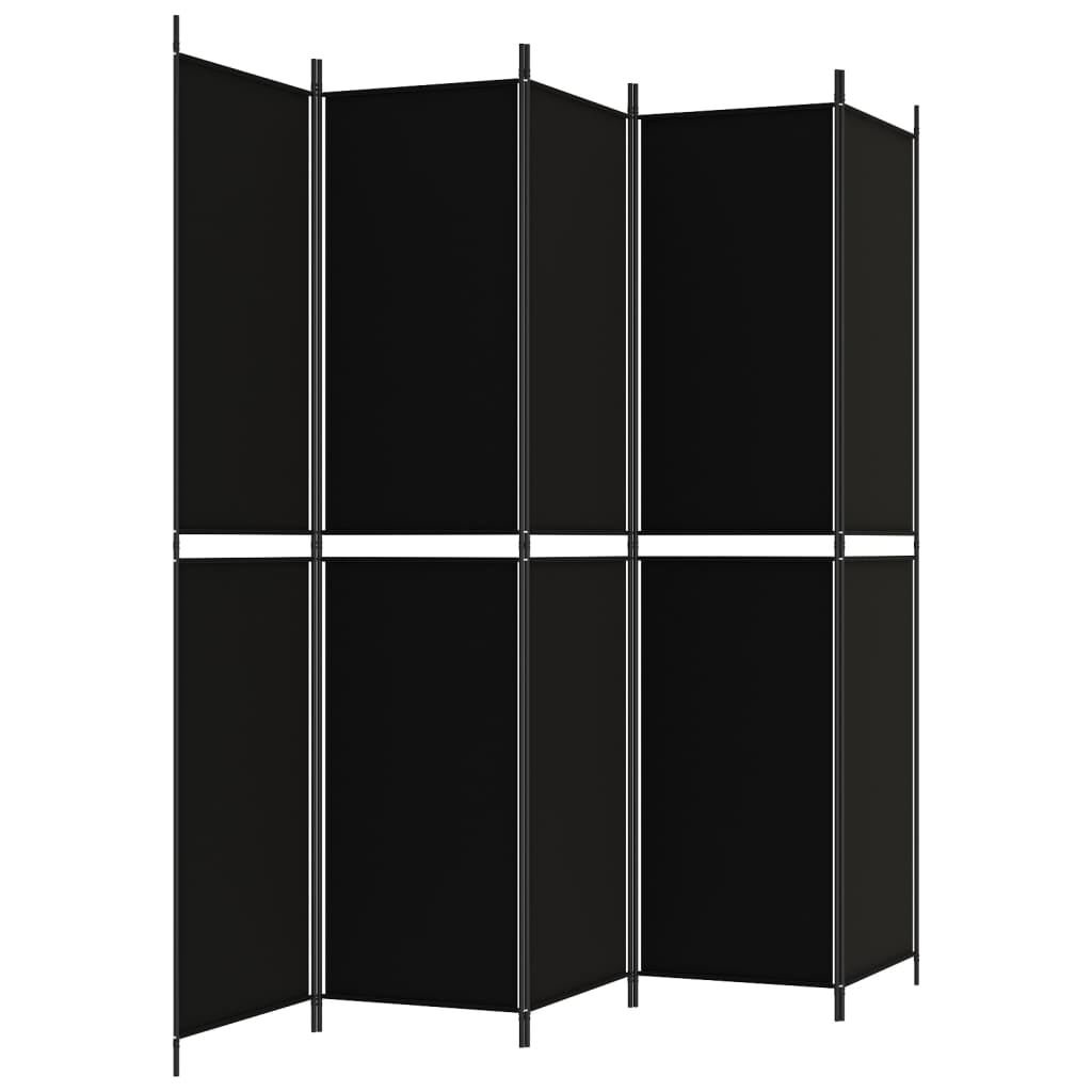 vidaXL 5-Panel Room Divider Black 250x220 cm Fabric