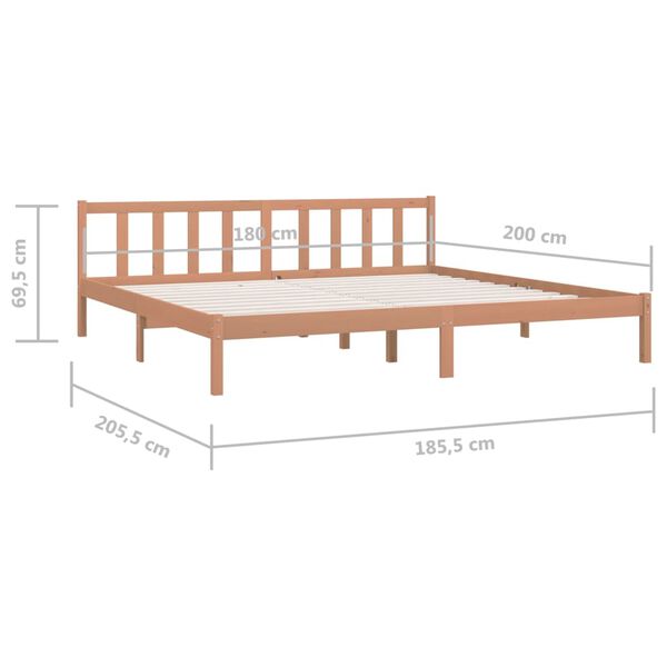 vidaXL Bed Frame without Mattress Honey Brown Solid Wood Super King Size