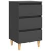 vidaXL Bed Cabinets with Solid Wood Legs 2 pcs Grey 40x35x69 cm