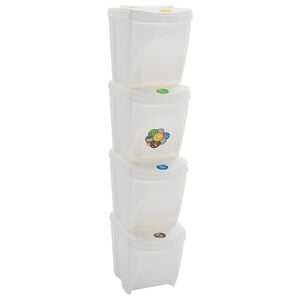 vidaXL Stackable Garbage Bin Boxes 4 pcs White 100 L Polypropylene