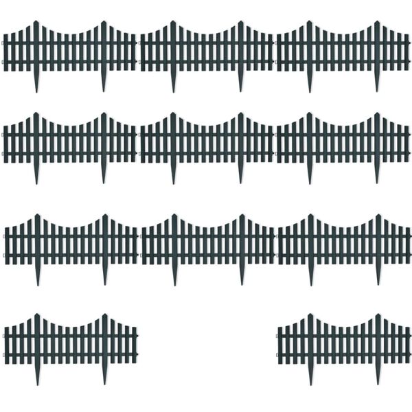 vidaXL 17 pcs Lawn Dividers 10 m Green