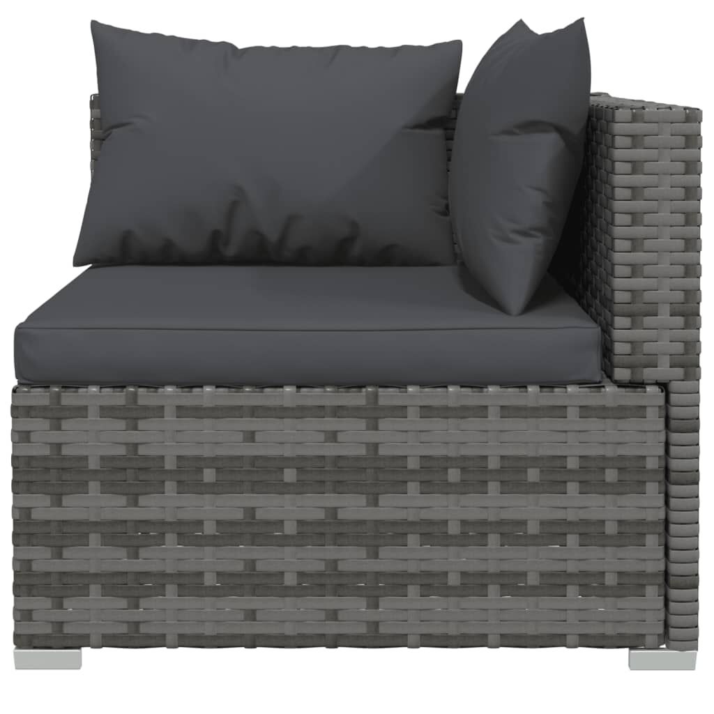 vidaXL 11 Piece Garden Lounge Set with Cushions Poly Rattan Grey