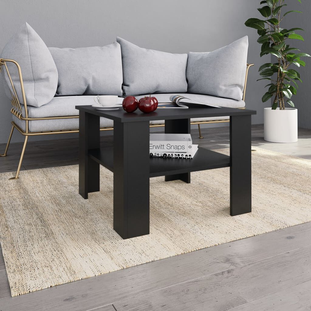 vidaXL Coffee Table Black 60x60x42 cm Engineered Wood