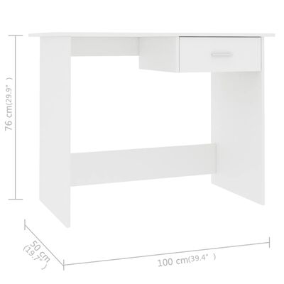 vidaXL Desk White 100x50x76 cm Engineered Wood, white vidaXL Desk White 100x50x76 cm Engineered Wood