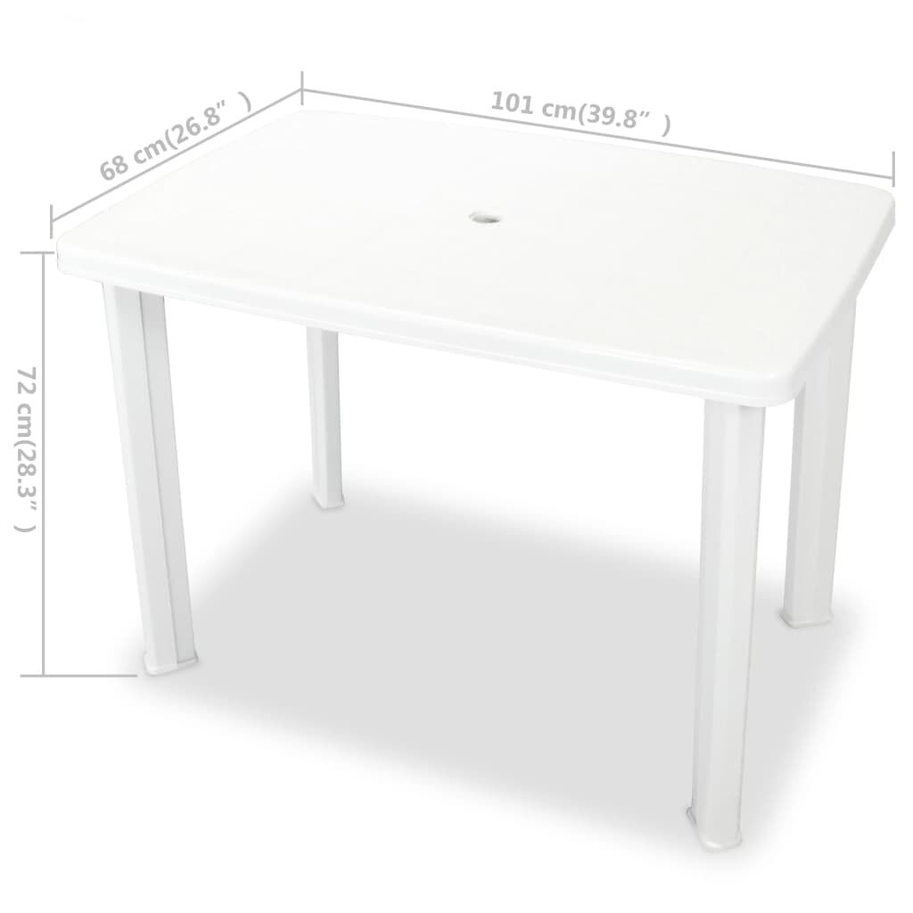 vidaXL Garden Table White 101x68x72 cm Plastic
