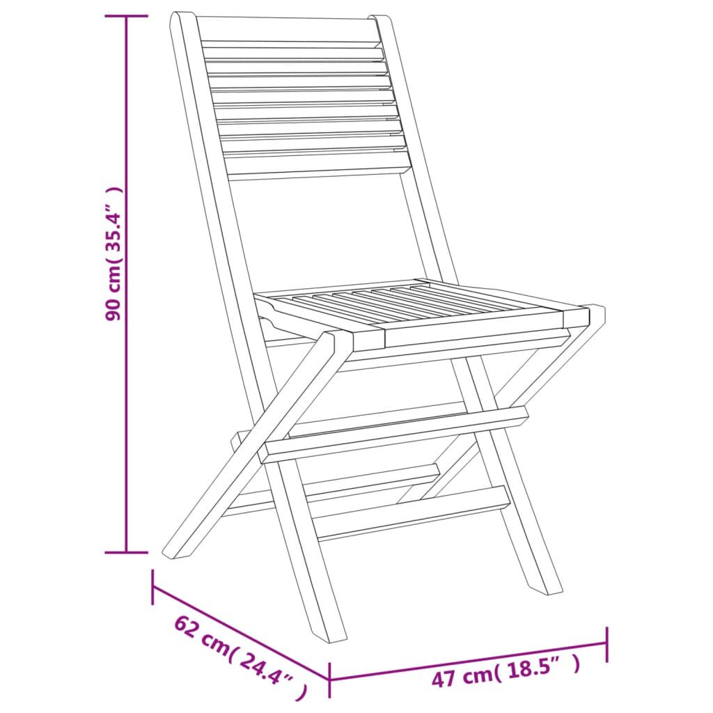 vidaXL Folding Garden Chairs 2 pcs 47x62x90 cm Solid Wood Teak