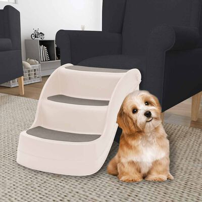vidaXL Folding 3-Step Dog Stairs Cream 50x38x38 cm Plastic, cream vidaXL Folding 3-Step Dog Stairs Cream 50x38x38 cm Plastic