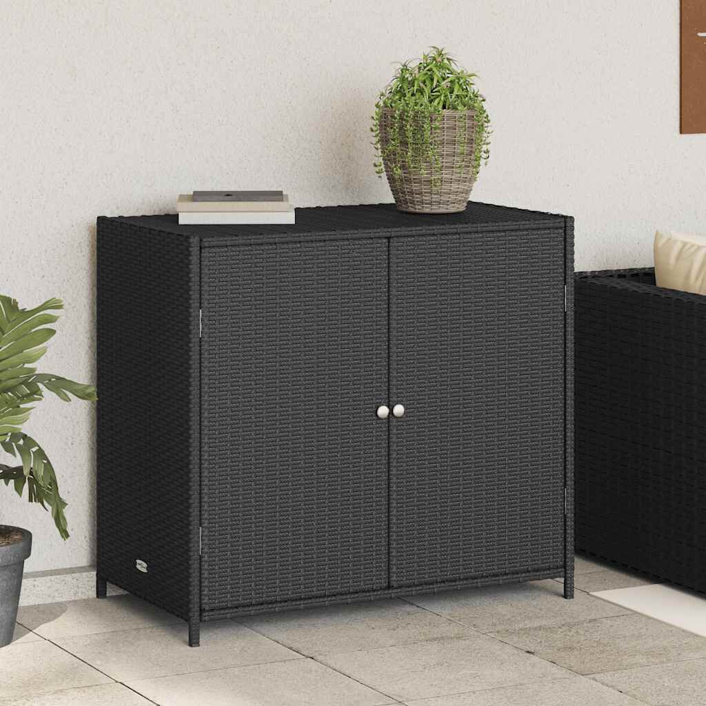 vidaXL Garden Storage Cabinet Black 83x45x76 cm Poly Rattan