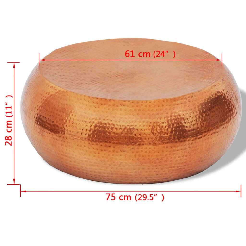 vidaXL Hammered Aluminium Coffee Table Brass/Copper Colour