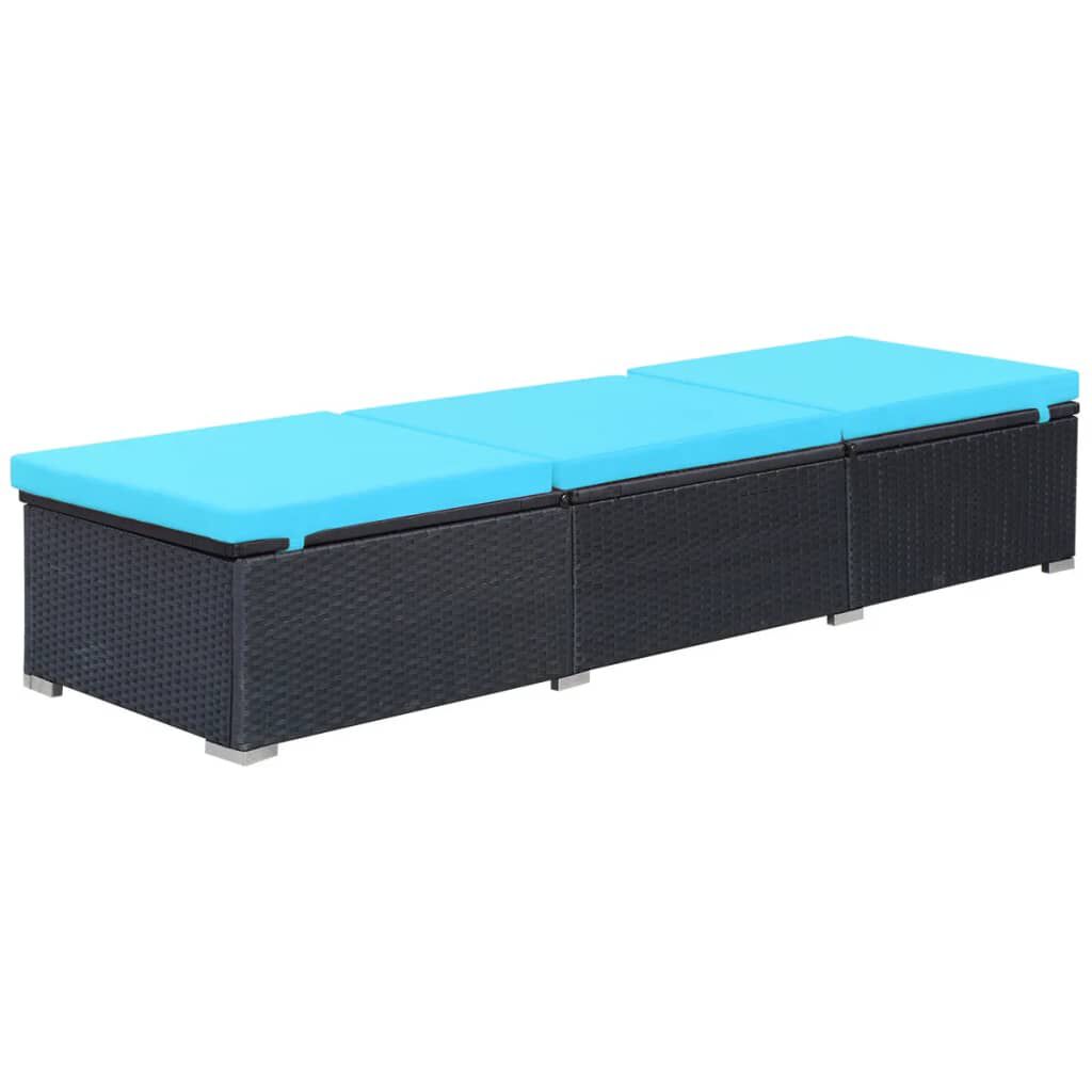 vidaXL Sun Lounger with Cushion Poly Rattan Black