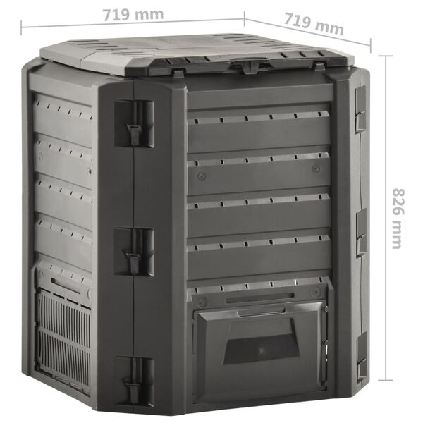 vidaXL Garden Composter Black 380 L