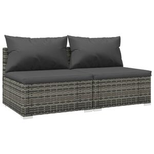 vidaXL 2 Piece Garden Lounge Set with Cushions Poly Rattan Grey