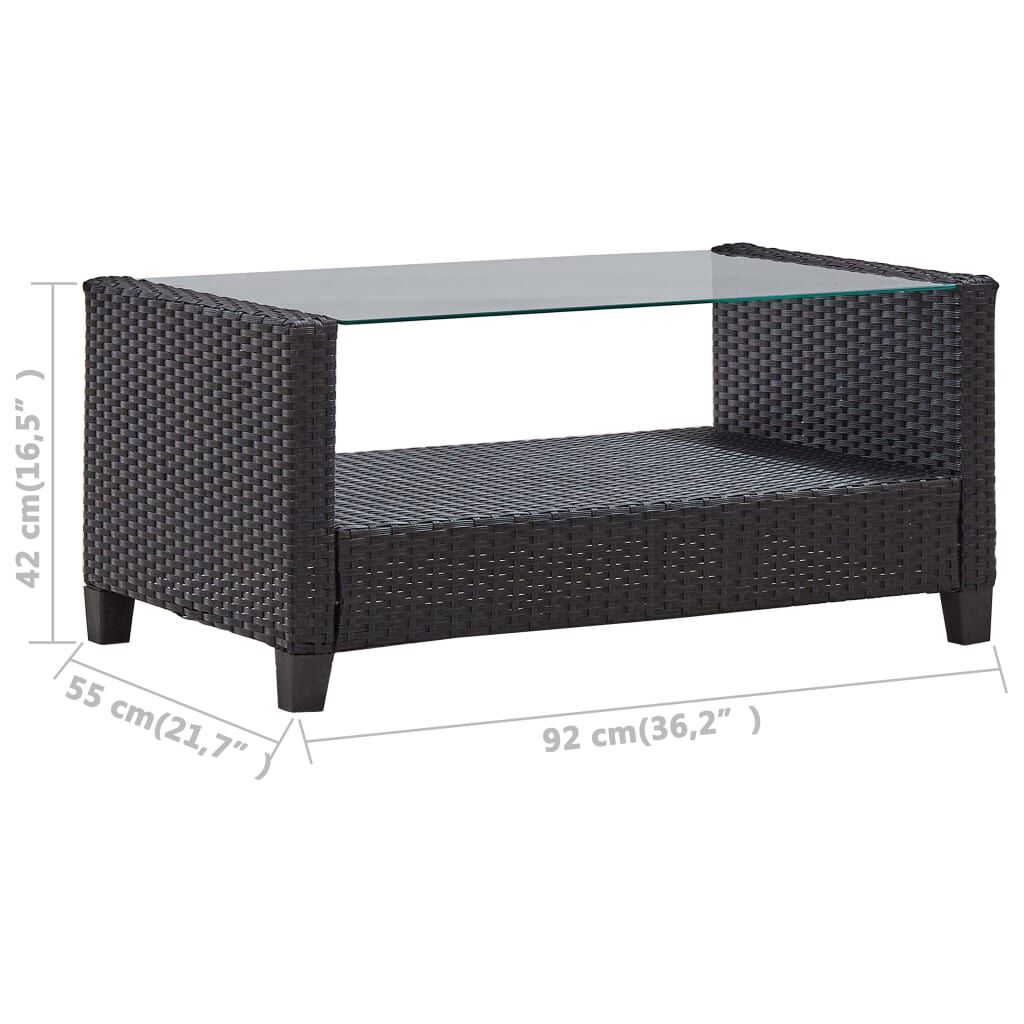 vidaXL 6 Piece Garden Sofa Set with Cushions Poly Rattan Black