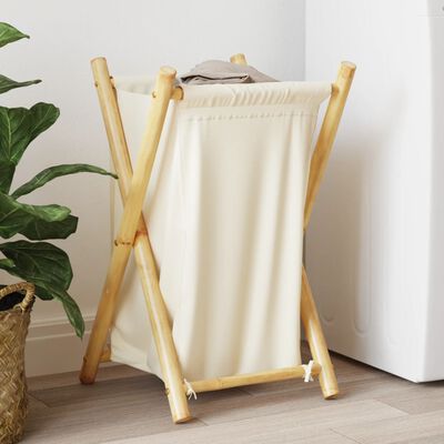 vidaXL Laundry Basket Cream White 41.5x36x63.5 cm Bamboo,  vidaXL Laundry Basket Cream White 41.5x36x63.5 cm Bamboo