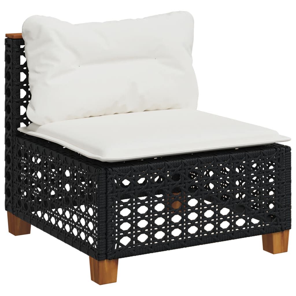 vidaXL 7 Piece Garden Sofa Set with Cushions Black Poly Rattan