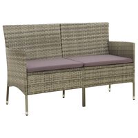 vidaXL 3-Seater Garden Sofa with Cushion Grey Poly Rattan, grey vidaXL 3-Seater Garden Sofa with Cushion Grey Poly Rattan