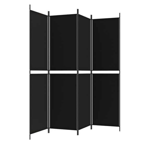 vidaXL 4-Panel Room Divider Black 200x200 cm Fabric
