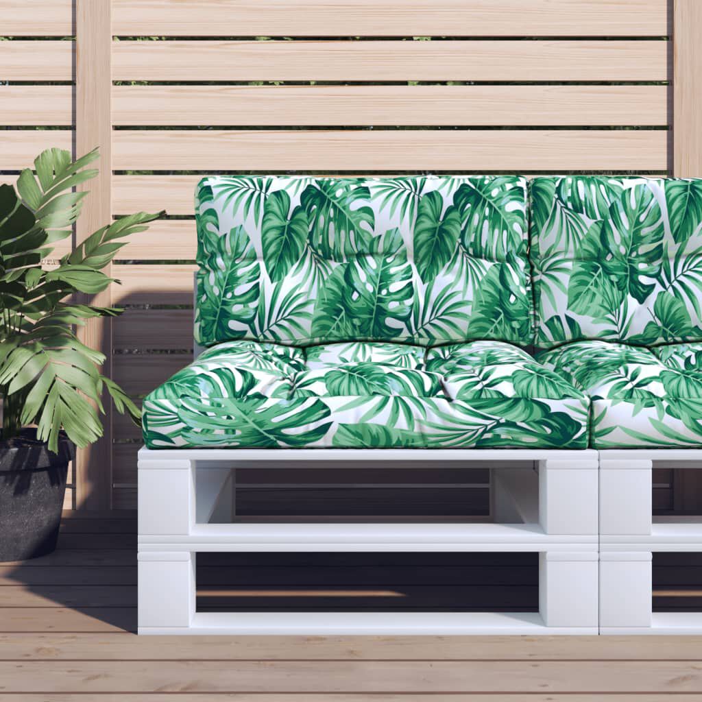 vidaXL Pallet Cushions 2 pcs Leaf Pattern Fabric