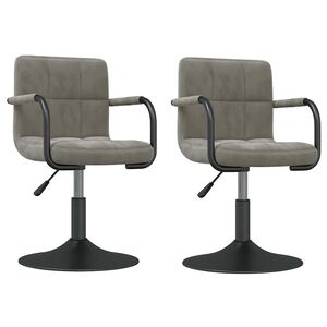 vidaXL Swivel Dining Chairs 2 pcs Light Grey Velvet