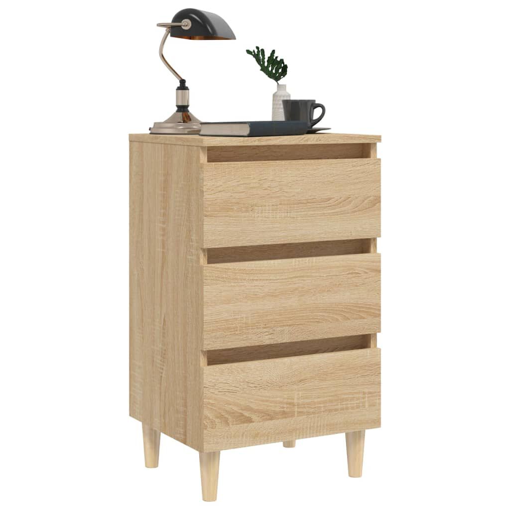 vidaXL Bed Cabinets & Solid Wood Legs 2 pcs Sonoma Oak 40x35x69 cm