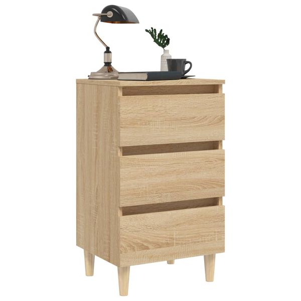 vidaXL Bed Cabinets & Solid Wood Legs 2 pcs Sonoma Oak 40x35x69 cm