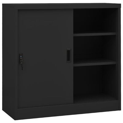 vidaXL Office Cabinet with Sliding Door Anthracite 90x40x90 cm Steel, anthracite vidaXL Office Cabinet with Sliding Door Anthracite 90x40x90 cm Steel